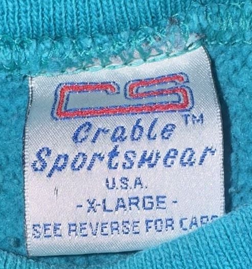 Vintage 90s Crable Sportswear Notre Dame Sweatshirt Size X-Large Teal 5