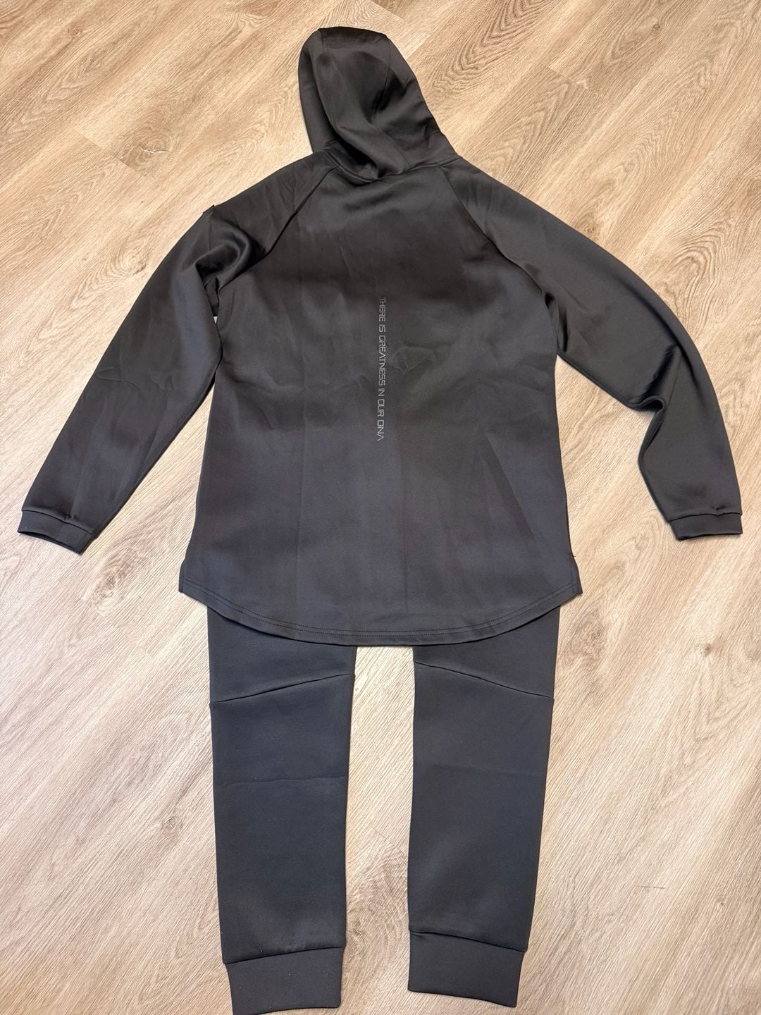 Actively Black Tracksuit Size L Black Tech Fleece Zip Hoodie Joggers 5