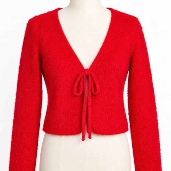 BDG Urban Outfitters Red Fuzzy Tie Front Cardigan M NWT Balletcore