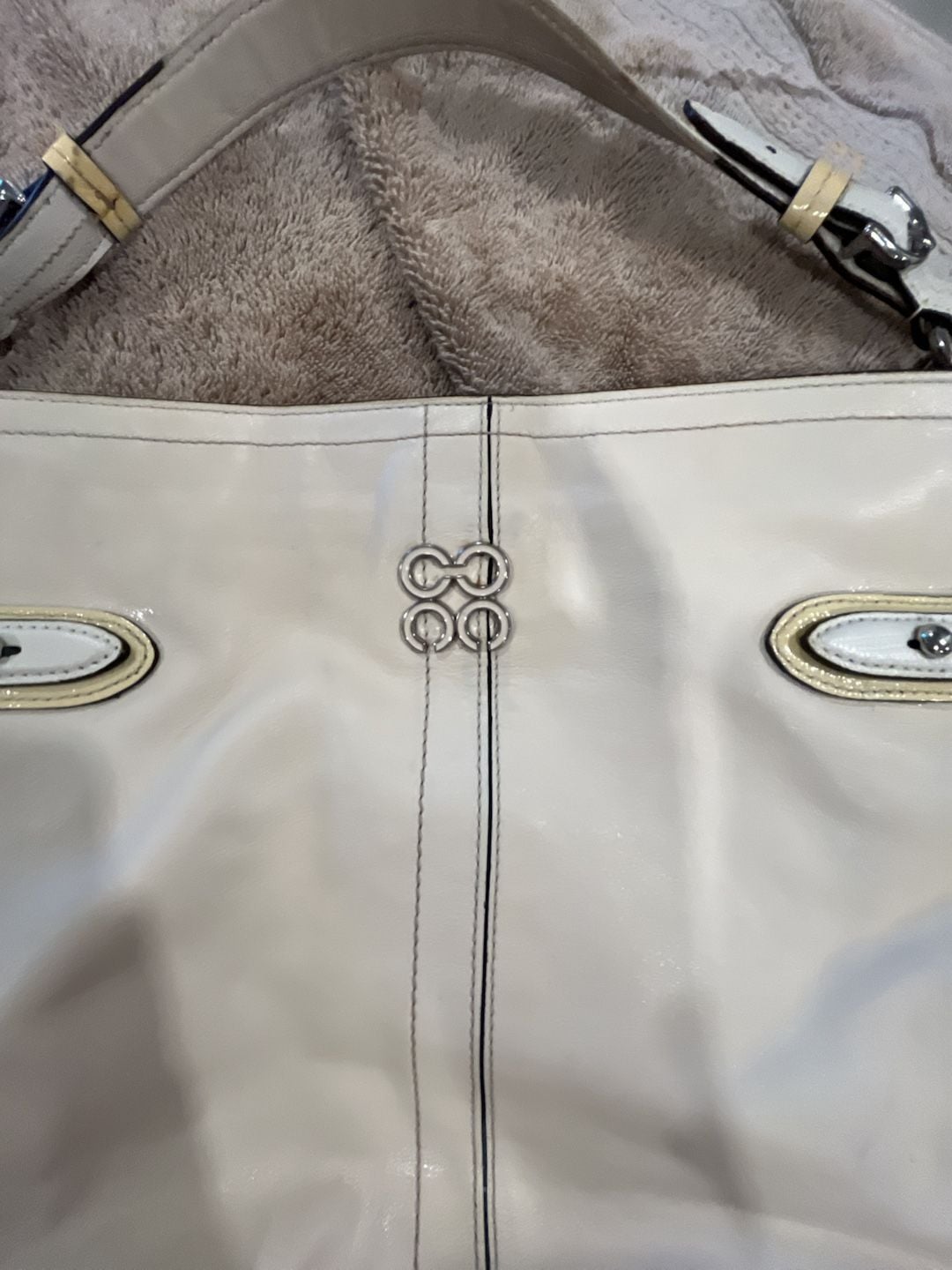 Coach Colette Cream Leather Shoulder Bag Hobo Handbag 3