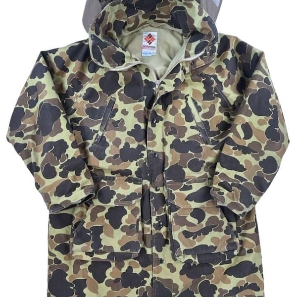 VTG 80s/90s Columbia Gore-Tex Duck Camo Shell Hunting Parka W/ Hood XL