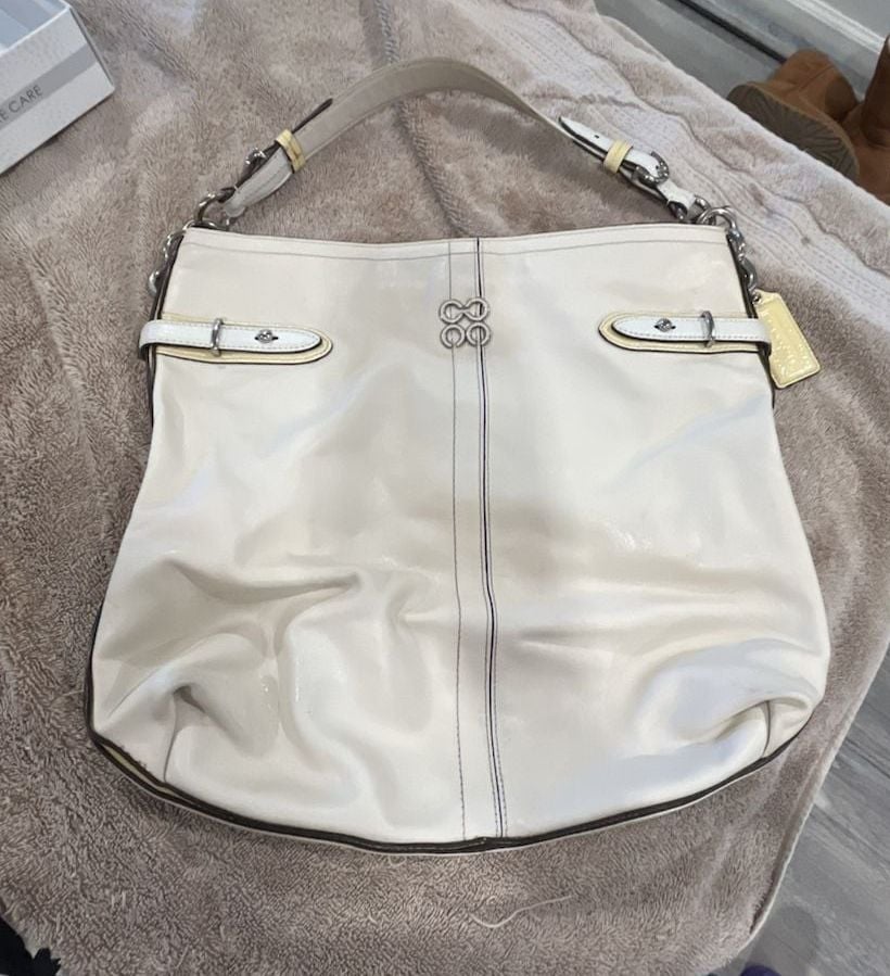 Coach Colette Cream Leather Shoulder Bag Hobo Handbag 2