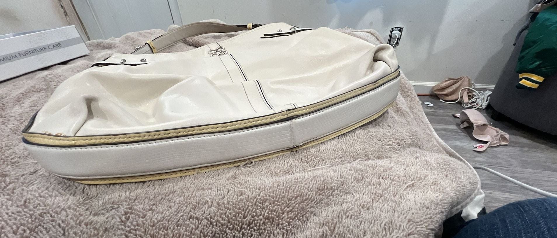 Coach Colette Cream Leather Shoulder Bag Hobo Handbag 5