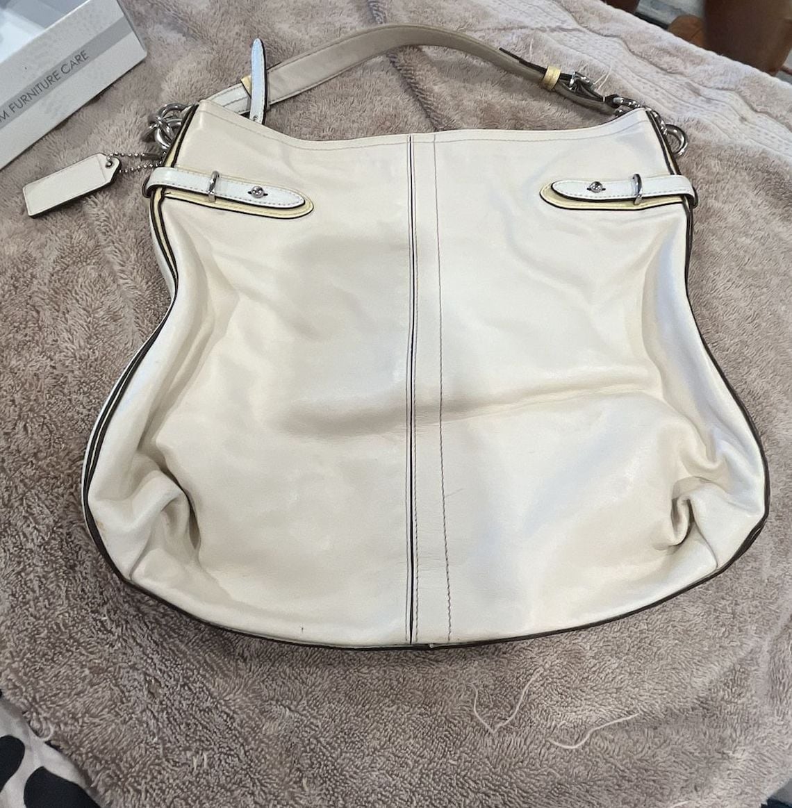 Coach Colette Cream Leather Shoulder Bag Hobo Handbag 6