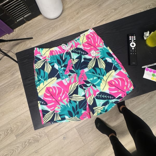 Member's Mark Resort Swim Trunk Size M Tropical Leaf Print