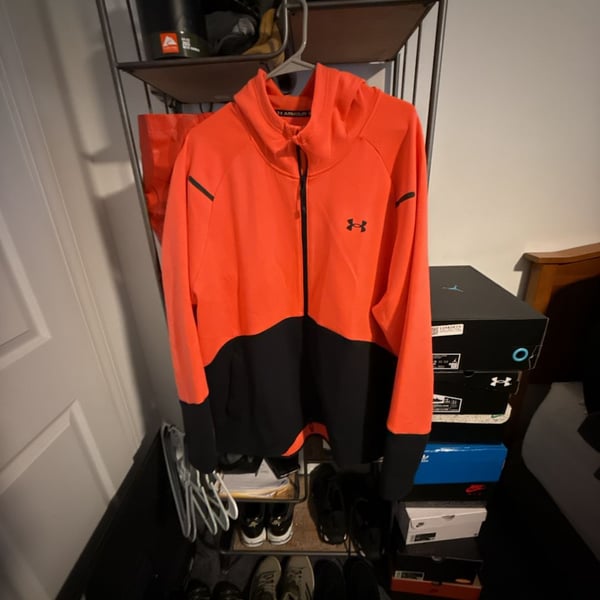 Under Armour Unstoppable Fleece Full-Zip Hoodie Size XXL Orange Black