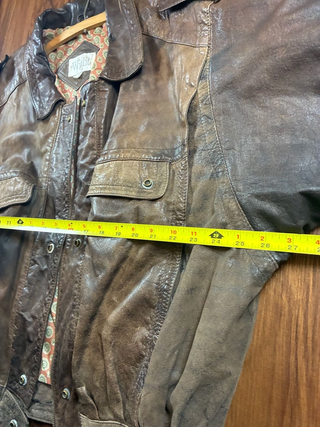 Winlit 1980s Leather Bomber Jacket Size L Brown Distressed Vintage Aviator 8