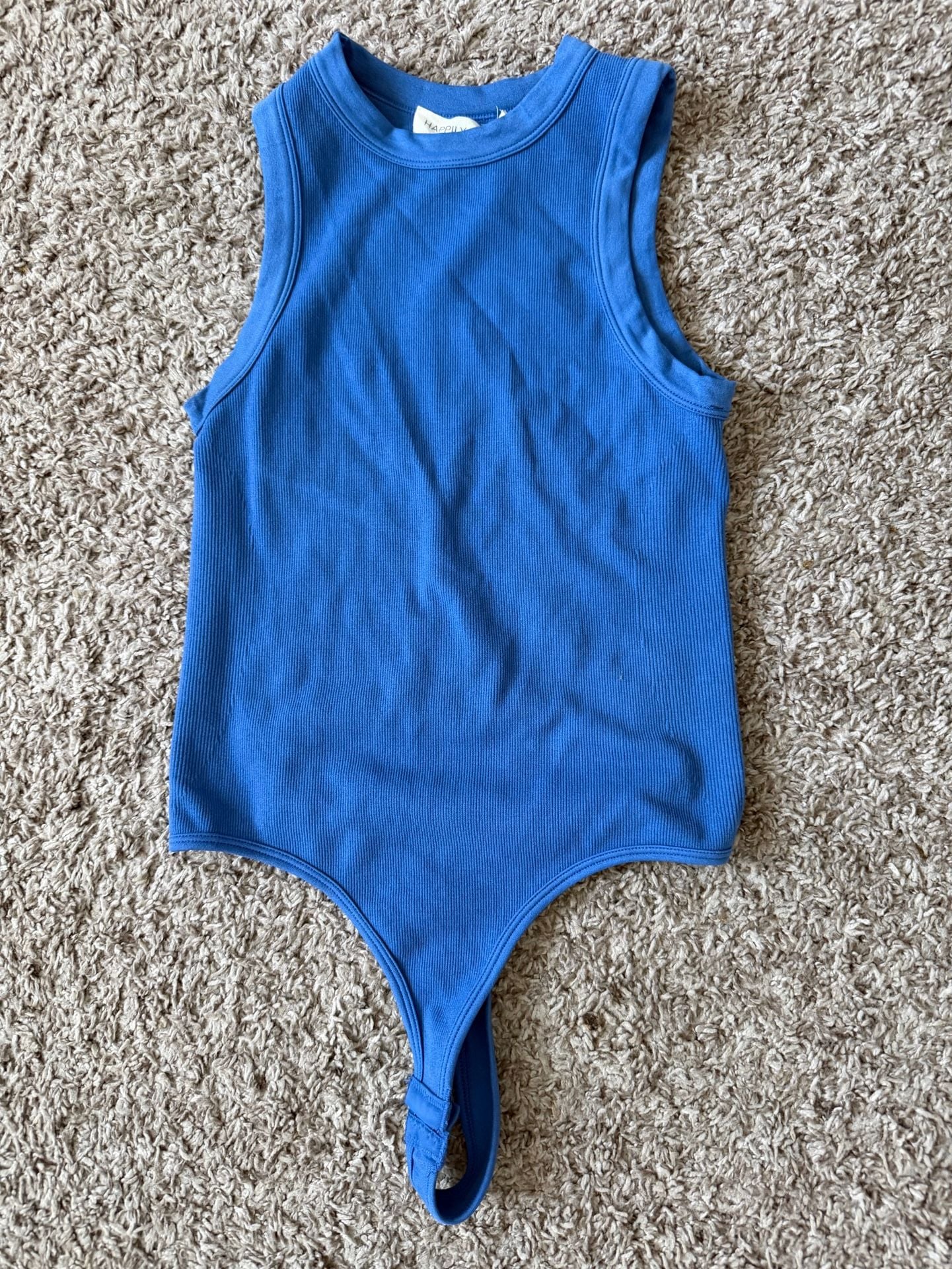 Happily Grey Ribbed Sleeveless Bodysuit Size M/L Blue 2