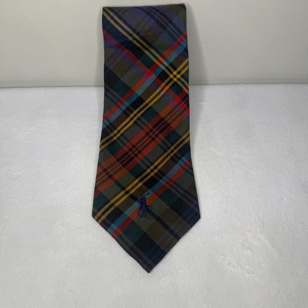 Polo by Ralph Lauren Multicolor Plaid Tartan 100% Cotton Neck Tie
