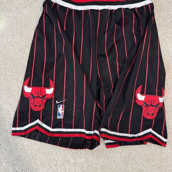 Nike Chicago Bulls Basketball Shorts Size L Black Red Pinstripe Vintage
