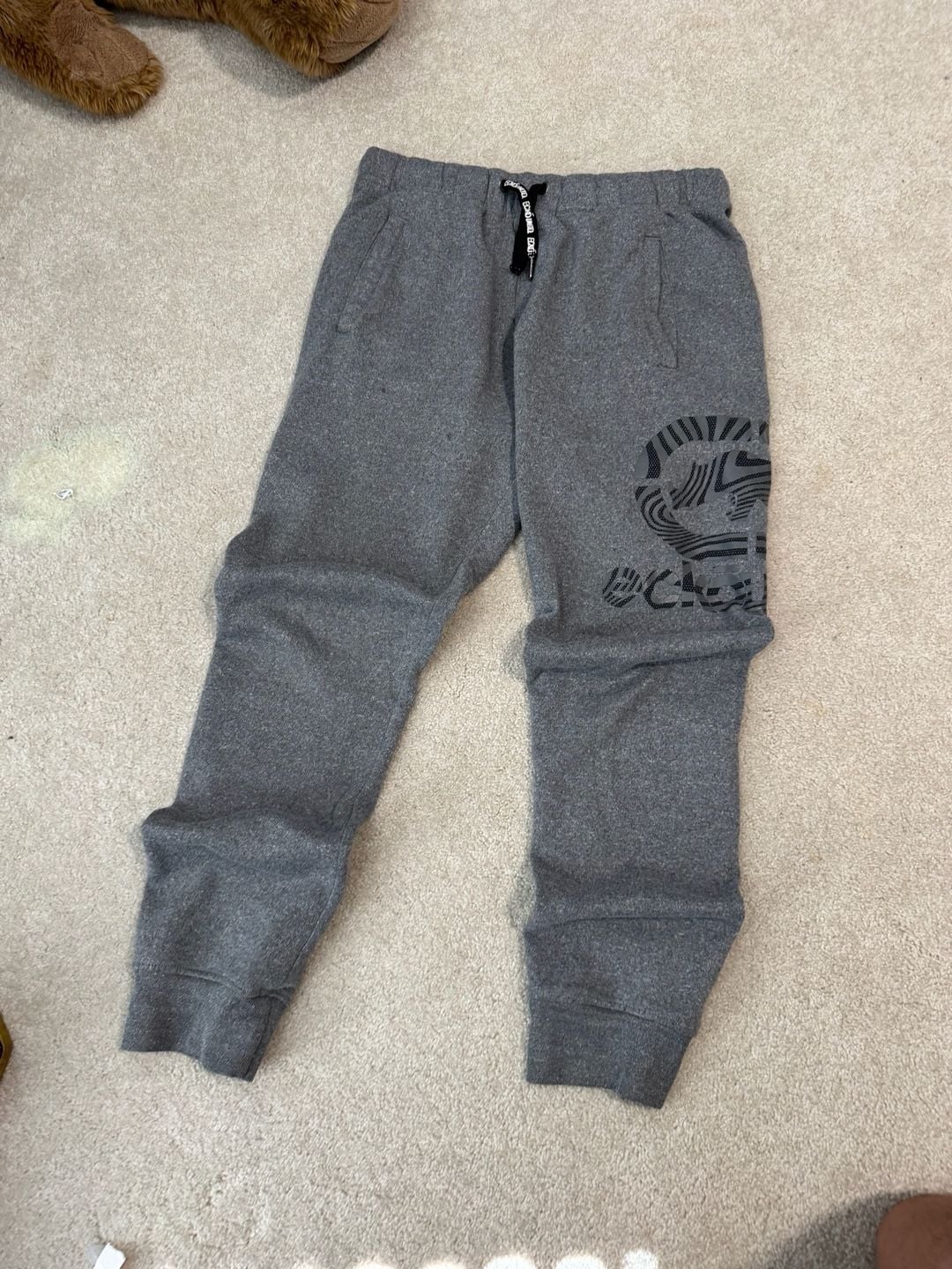 Ecko Unltd Sweatpants Size L Grey Raw Uncut Logo Fleece Joggers 2