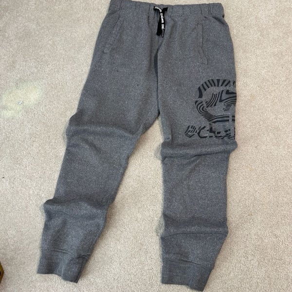 Ecko Unltd Sweatpants Size L Grey Raw Uncut Logo Fleece Joggers