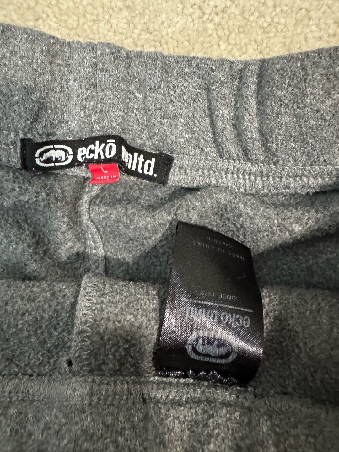 Ecko Unltd Sweatpants Size L Grey Raw Uncut Logo Fleece Joggers 4