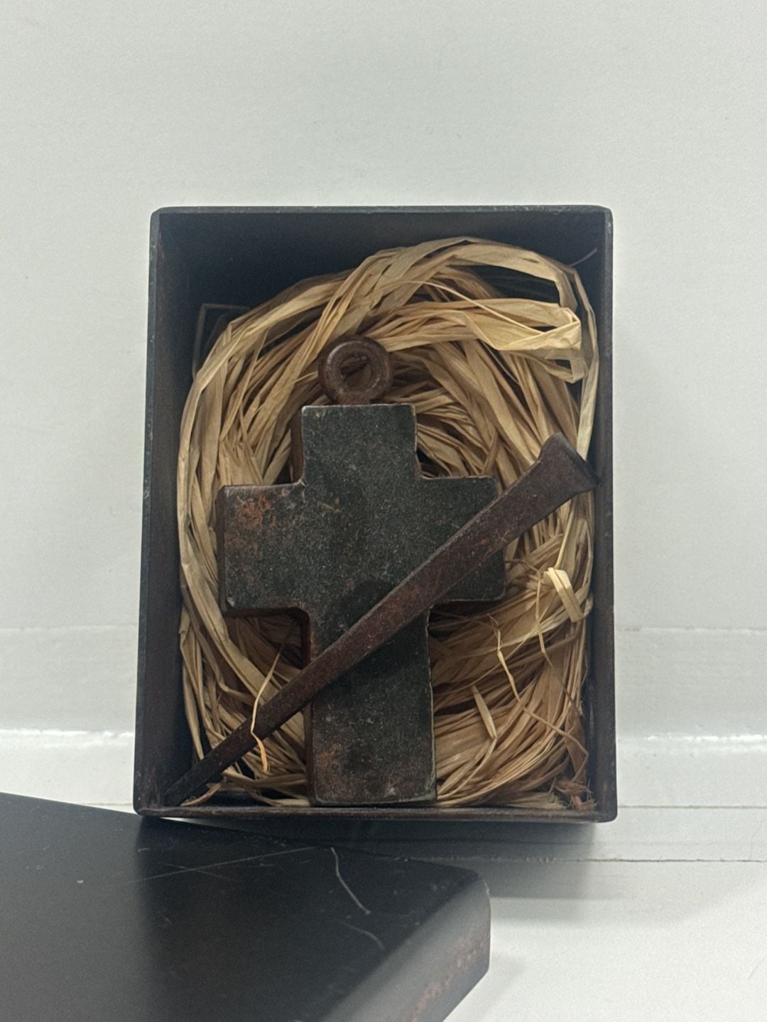 Jan Barboglio Forged Iron Cross House Blessing Trinket Box 2