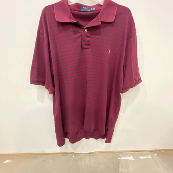 Polo Ralph Lauren Striped Polo Shirt XLT Burgundy Blue