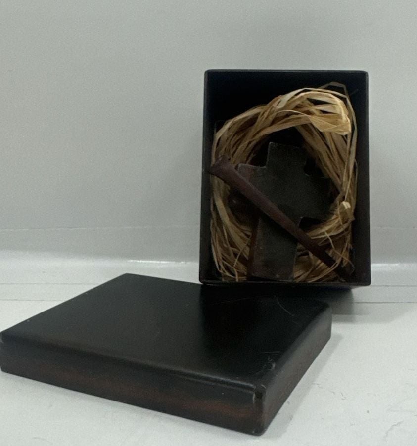 Jan Barboglio Forged Iron Cross House Blessing Trinket Box 1