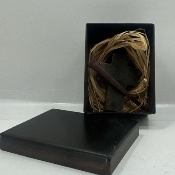 Jan Barboglio Forged Iron Cross House Blessing Trinket Box