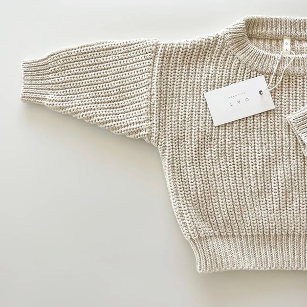 Oat Co ‘Oatmeal’ Chunky Knit Sweater Little Boy
