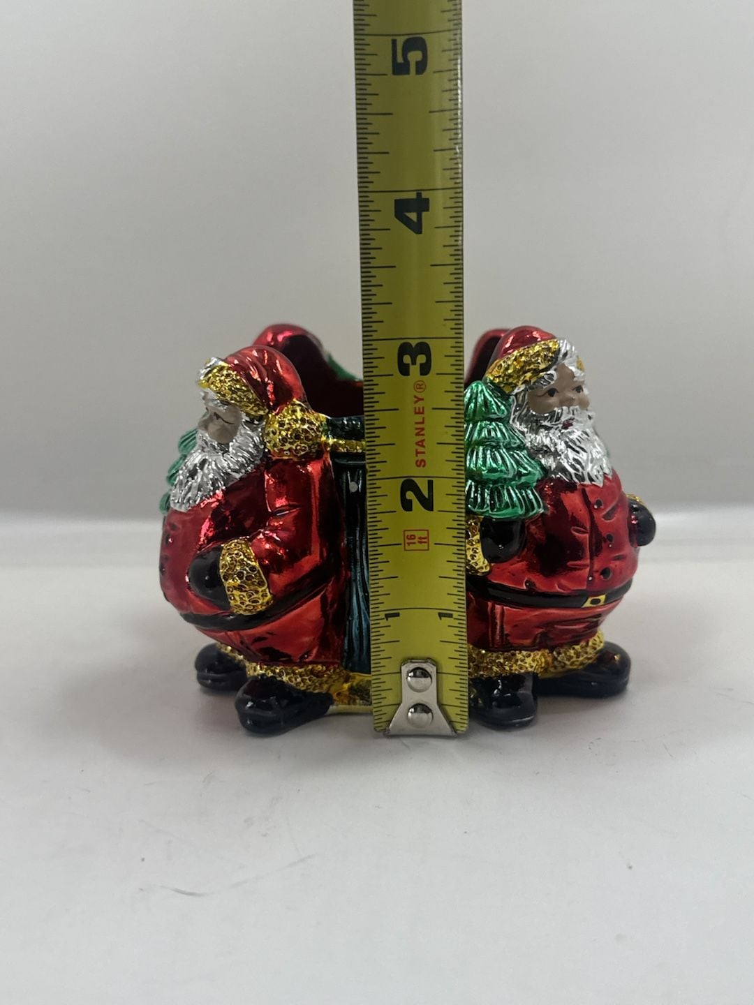 Y2K Christmas Santa Claus Holiday Figurine Candle Trinket Holder Metallic Finish 7
