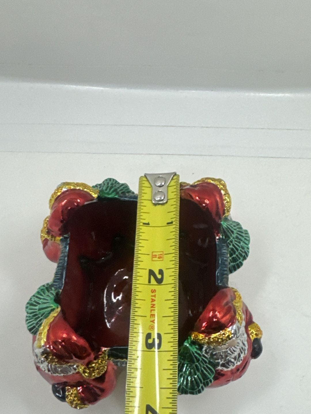 Y2K Christmas Santa Claus Holiday Figurine Candle Trinket Holder Metallic Finish 8