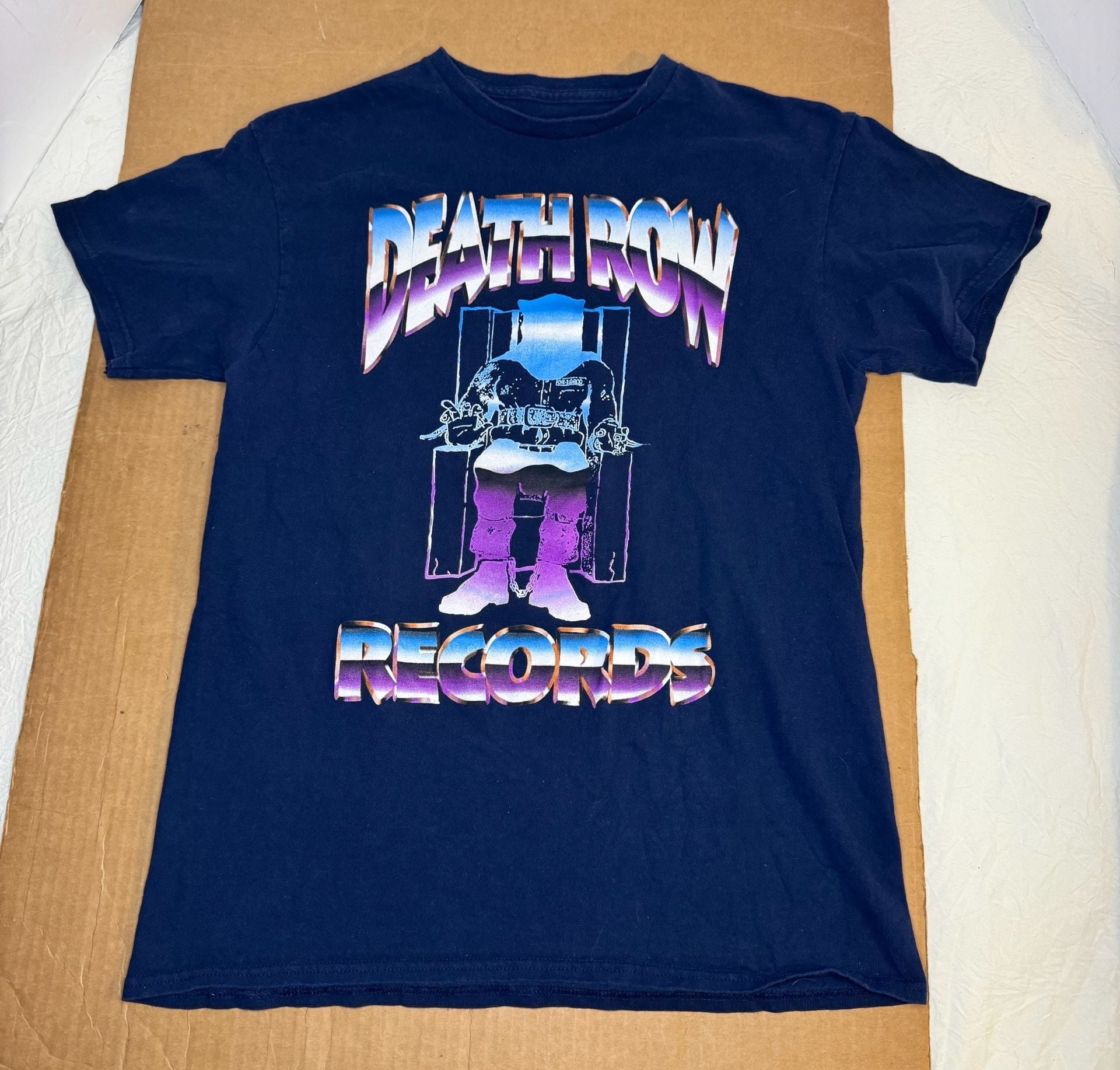 Death Row Records Graphic T-Shirt Navy Blue Short Sleeve Crewneck 2