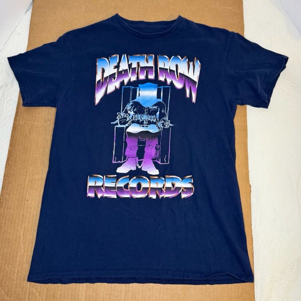 Death Row Records Graphic T-Shirt Navy Blue Short Sleeve Crewneck