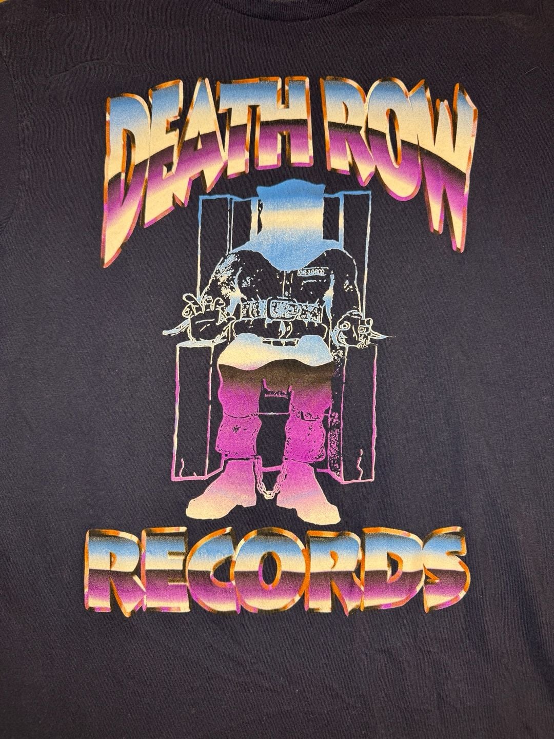 Death Row Records Graphic T-Shirt Navy Blue Short Sleeve Crewneck 3
