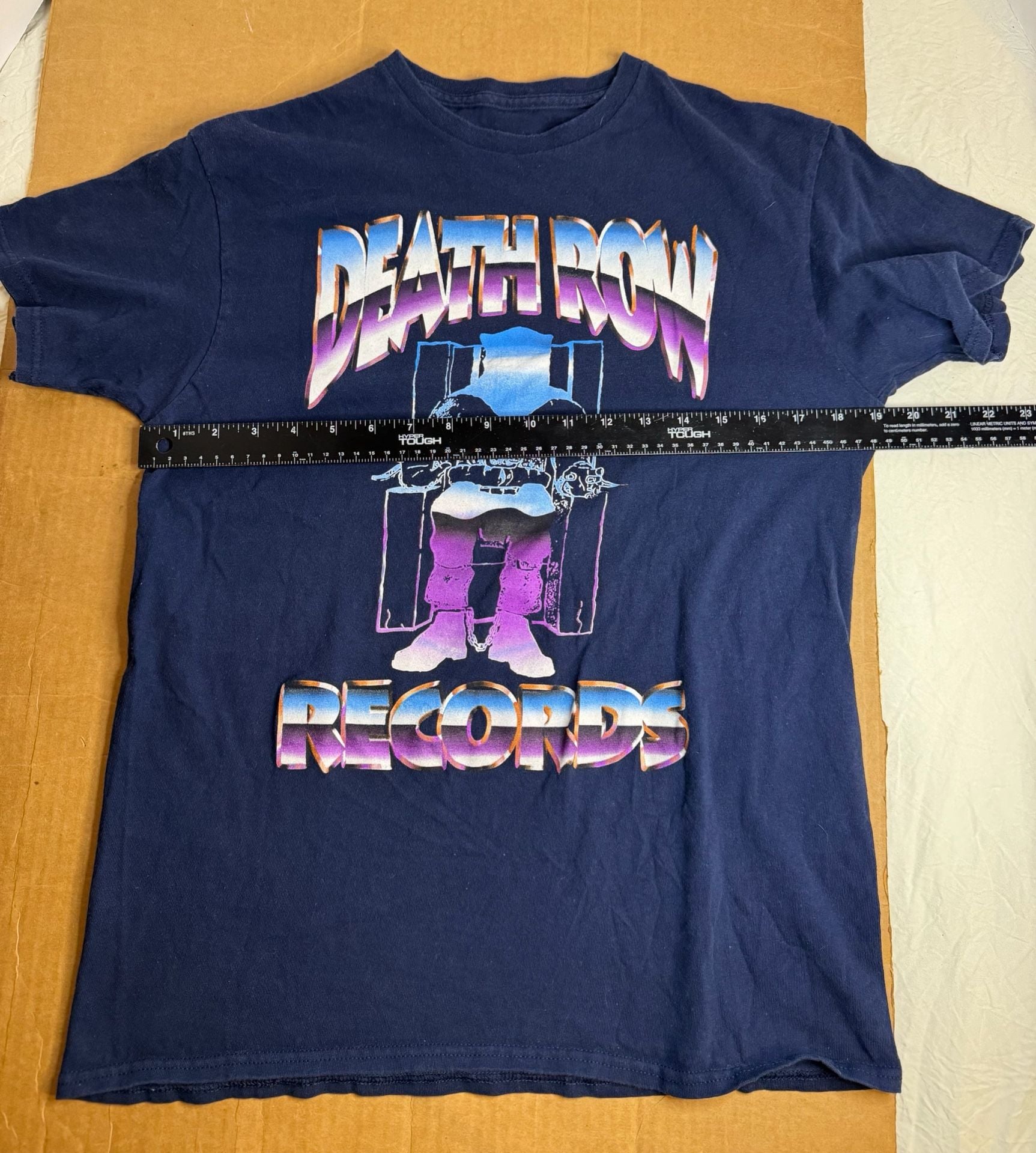 Death Row Records Graphic T-Shirt Navy Blue Short Sleeve Crewneck 7