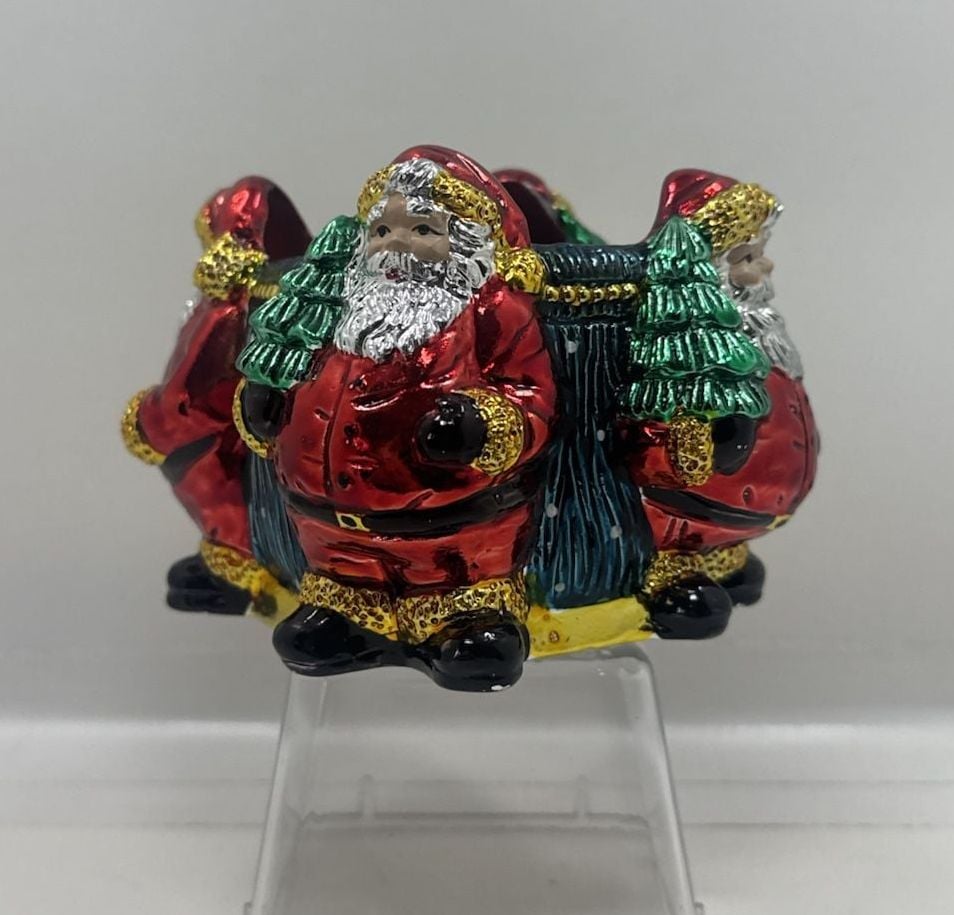 Y2K Christmas Santa Claus Holiday Figurine Candle Trinket Holder Metallic Finish 1