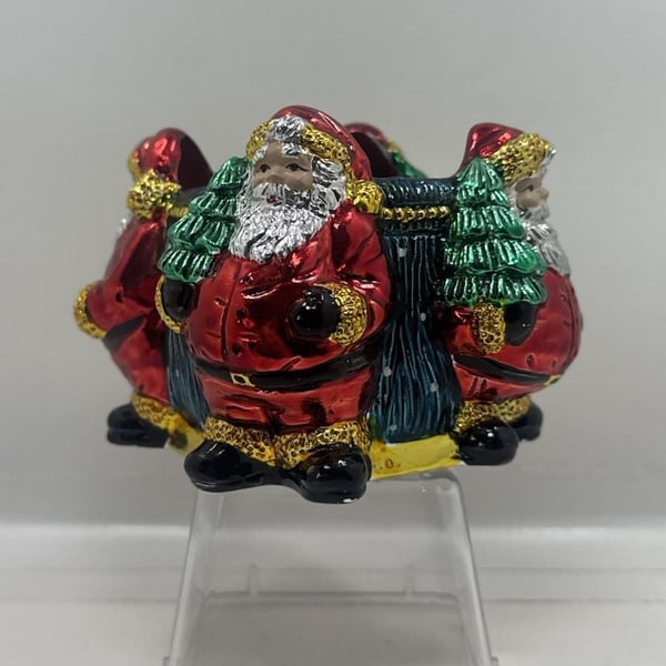 Y2K Christmas Santa Claus Holiday Figurine Candle Trinket Holder Metallic Finish