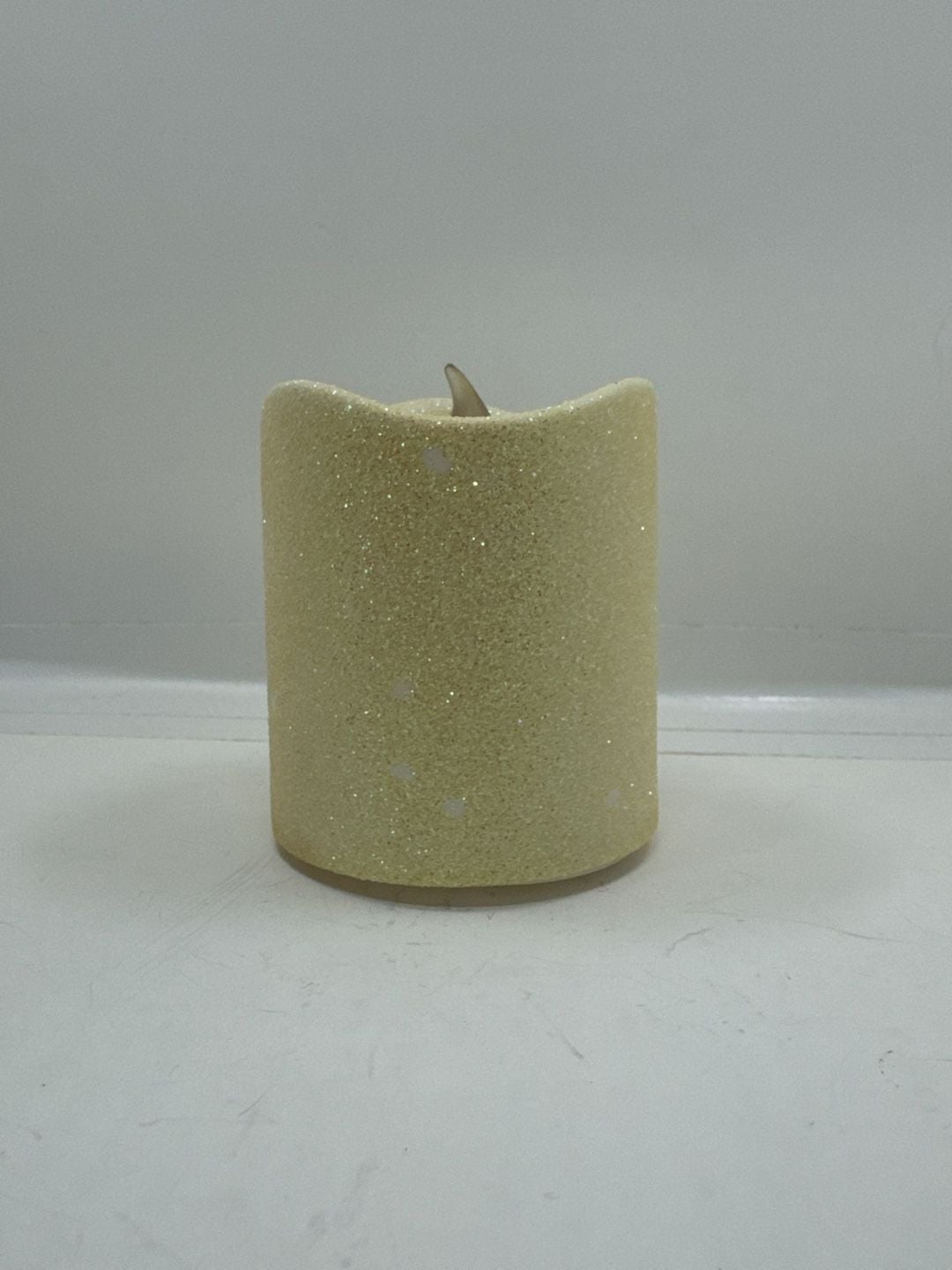 Unbranded Gold Glitter Flameless LED Pillar Candle 3 Inch Dia X 3 Inch H 1