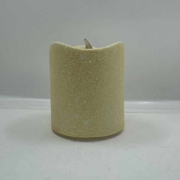 Unbranded Gold Glitter Flameless LED Pillar Candle 3 Inch Dia X 3 Inch H