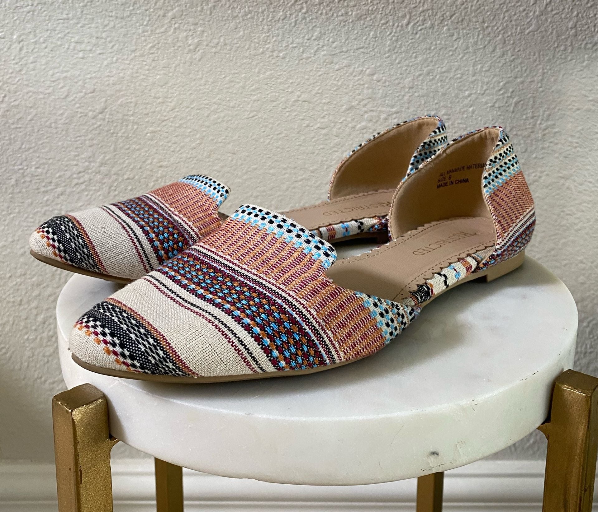 Restricted D'Orsay Flats Size 9 Multicolor Woven Boho Pointed Toe Shoes 7
