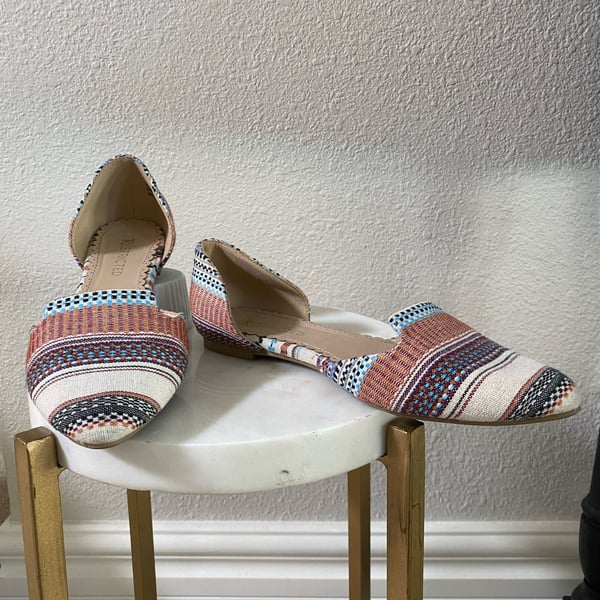 Restricted D'Orsay Flats Size 9 Multicolor Woven Boho Pointed Toe Shoes