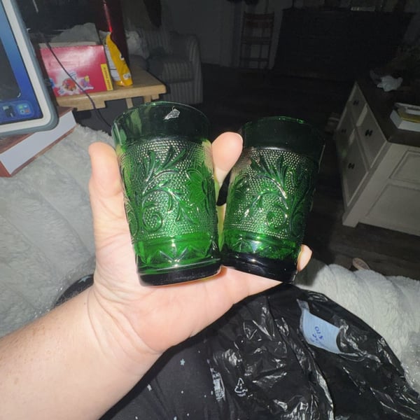 Anchor Hocking Sandwich Forest Green Juice Glasses Set