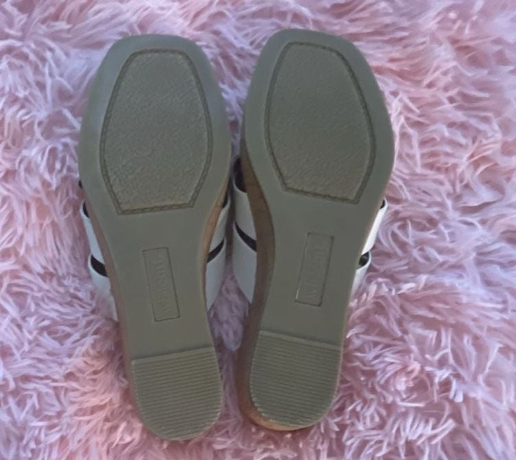 White Mountain Wedge Sandals White Cross Strap Cork Slide 9