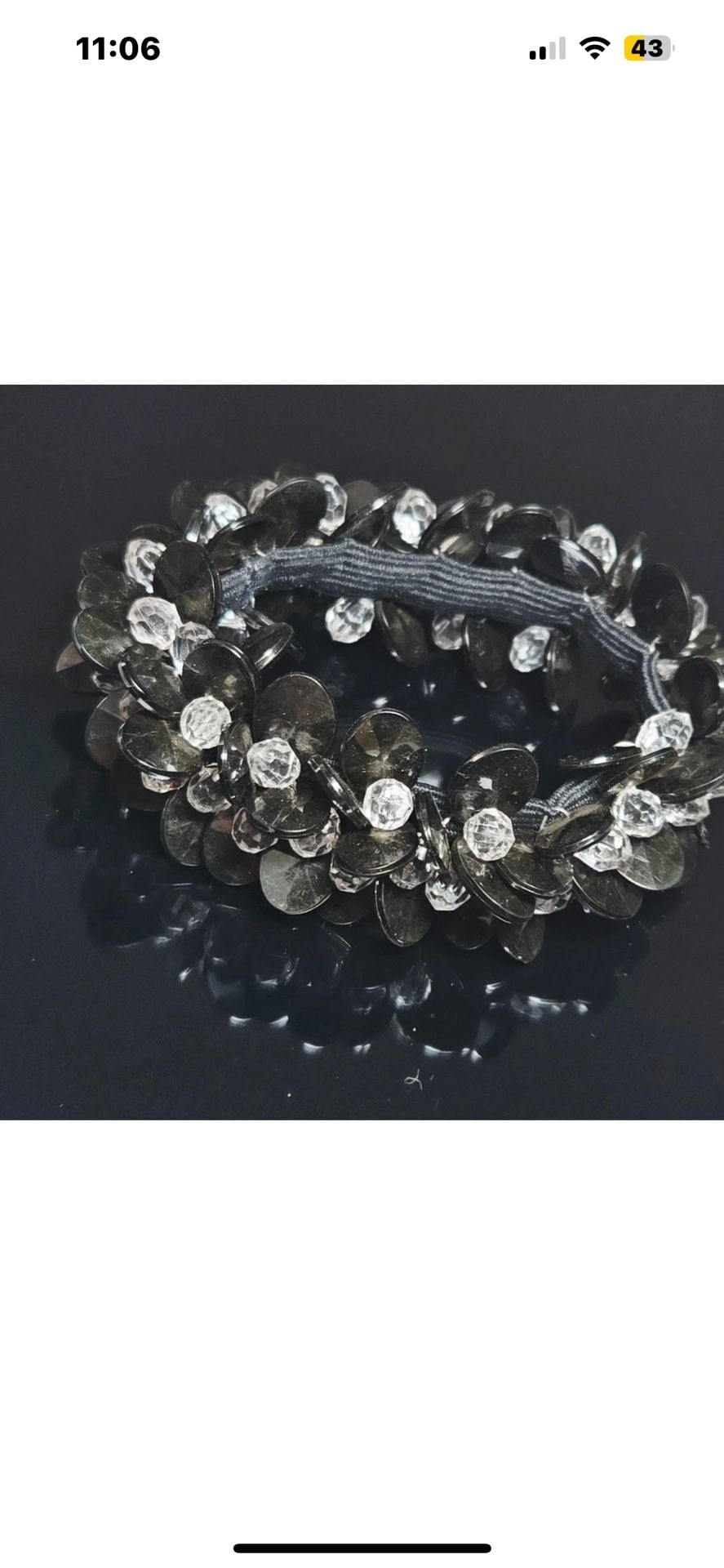 Unbranded Black Sequin and Clear Crystal Stretch Bracelet 2