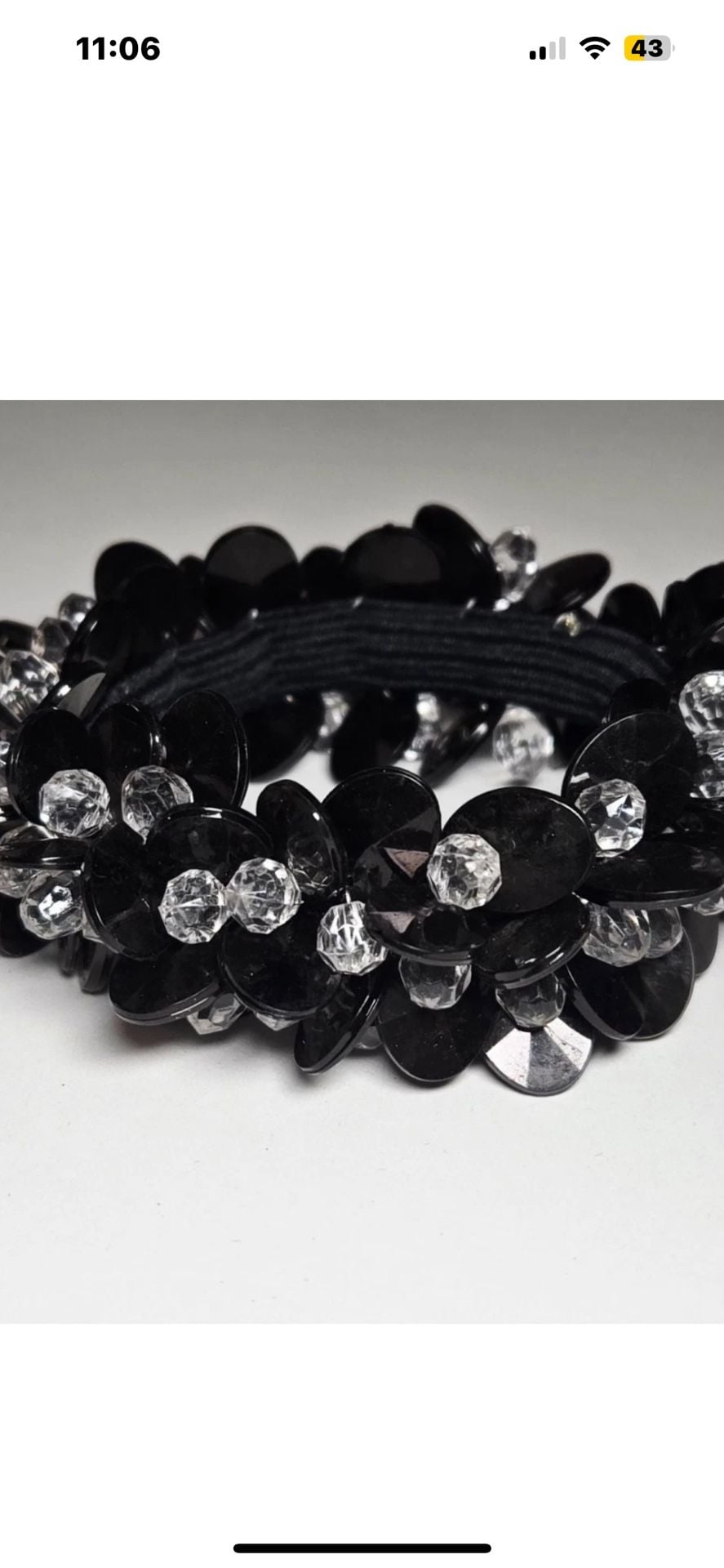 Unbranded Black Sequin and Clear Crystal Stretch Bracelet 4