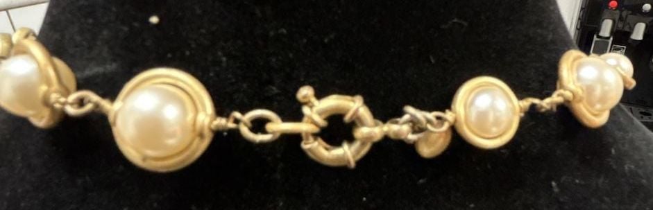 J.Crew Long Gold Necklace with Cream Pearls and Black Beads 3