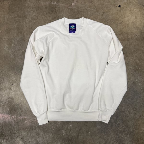 J.E. Morgan Sweatshirt Size Large White Crewneck Vintage Made in USA