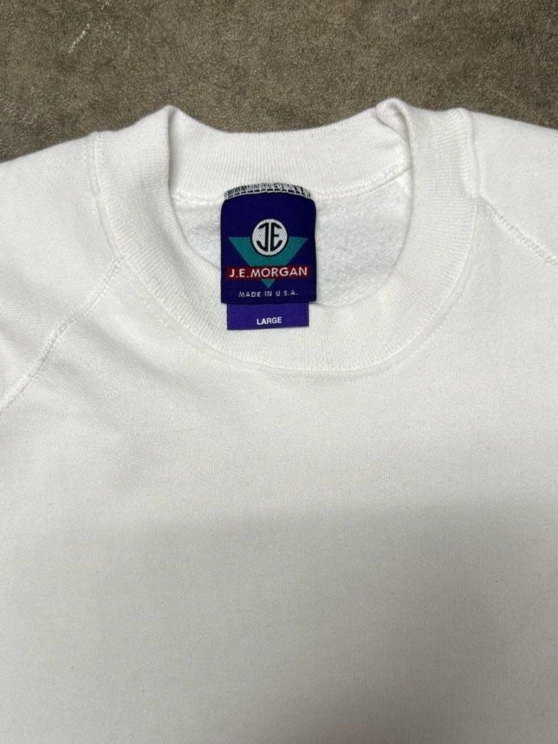 J.E. Morgan Sweatshirt Size Large White Crewneck Vintage Made in USA 3
