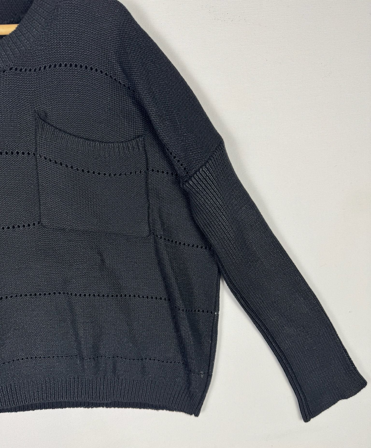 Black Knit Pocket Long Sleeve Sweater 3