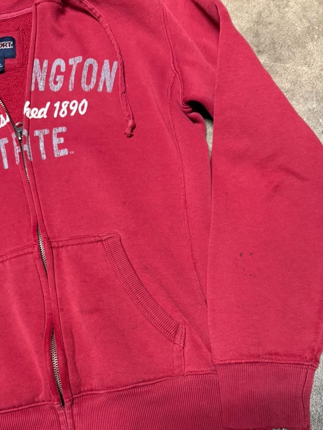 JanSport Washington State Zip Hoodie Size L Red College Spellout 4