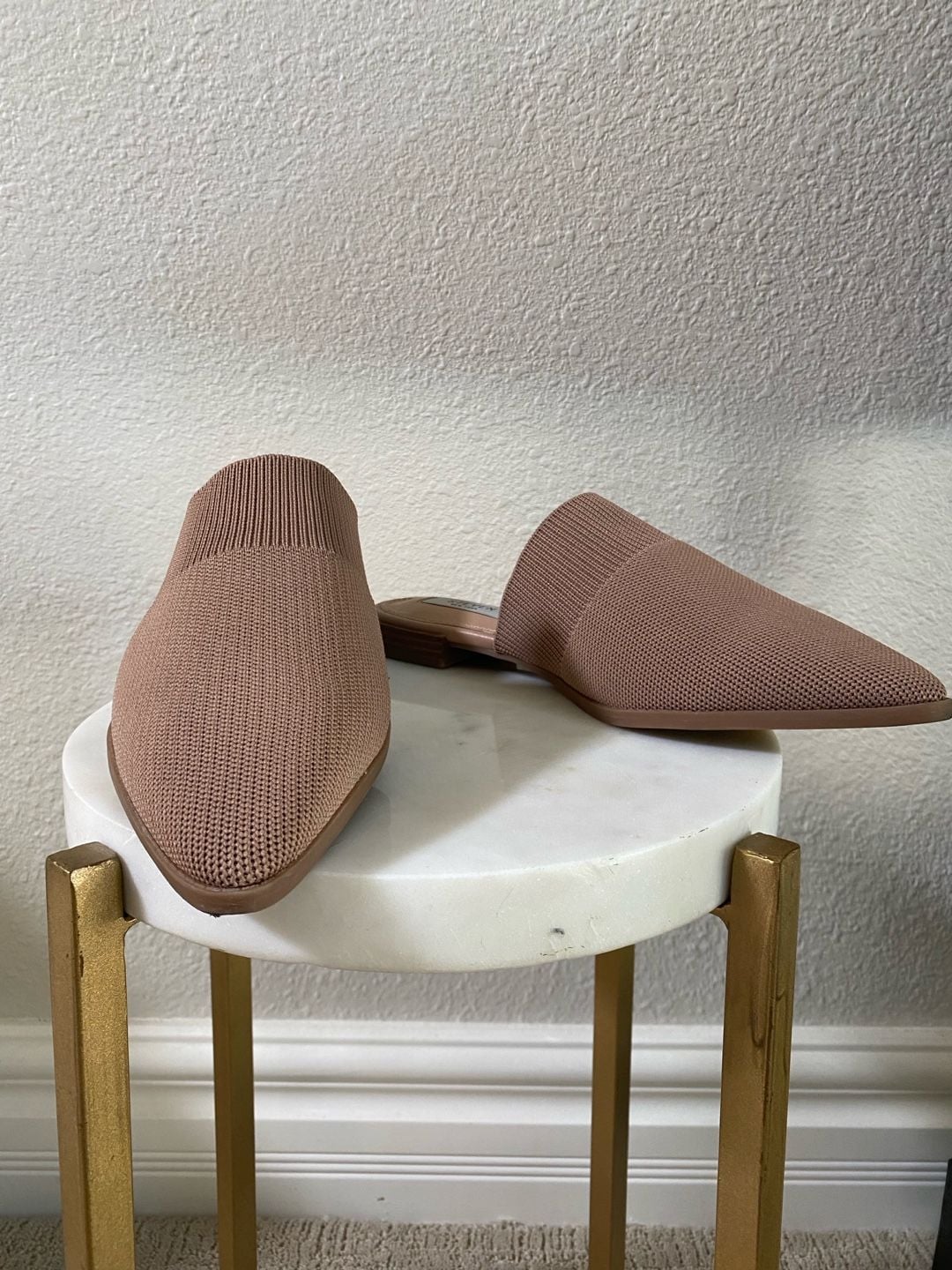 Steven New York Valdez Knit Mule Size 8 1/2 Beige Pointed Toe Flat Slip On 2