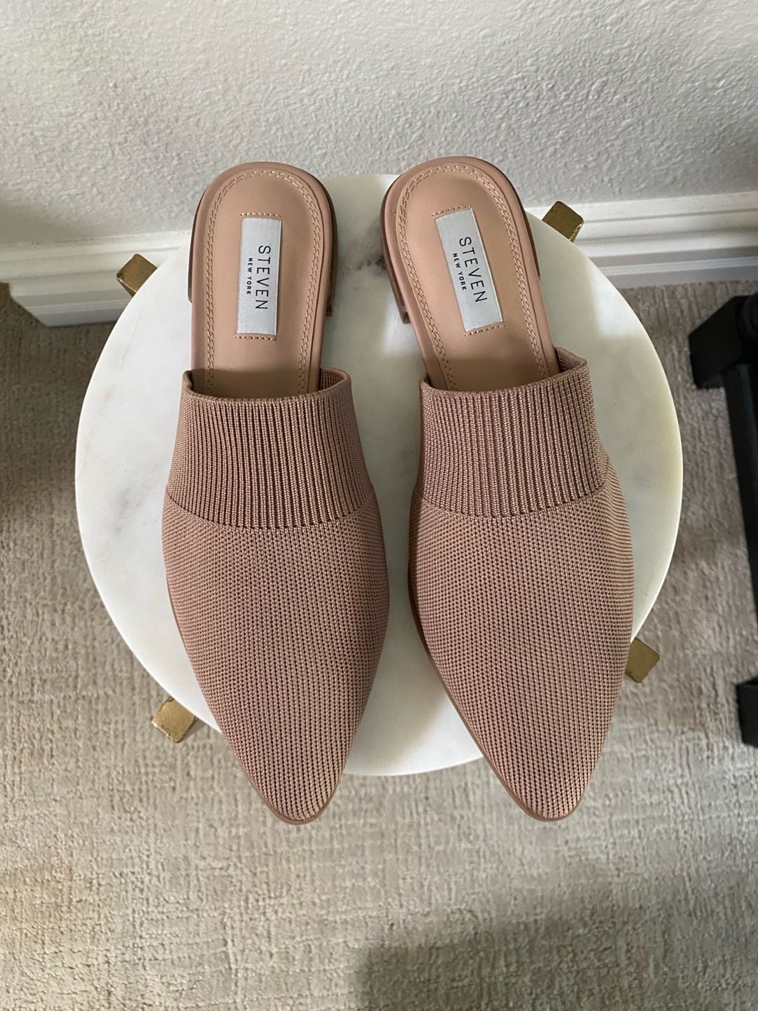 Steven New York Valdez Knit Mule Size 8 1/2 Beige Pointed Toe Flat Slip On 5