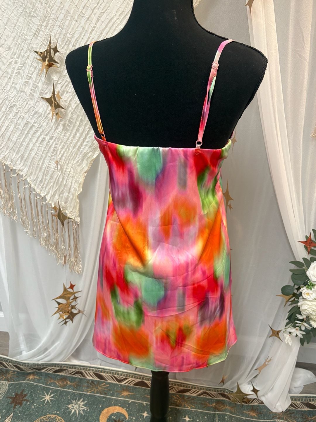 Missguided colorful watercolor ruched bust cami mini dress 4