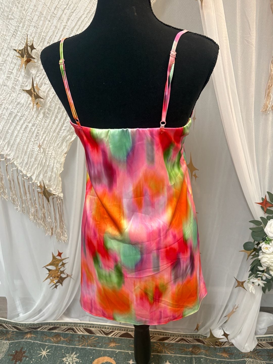 Missguided colorful watercolor ruched bust cami mini dress 5