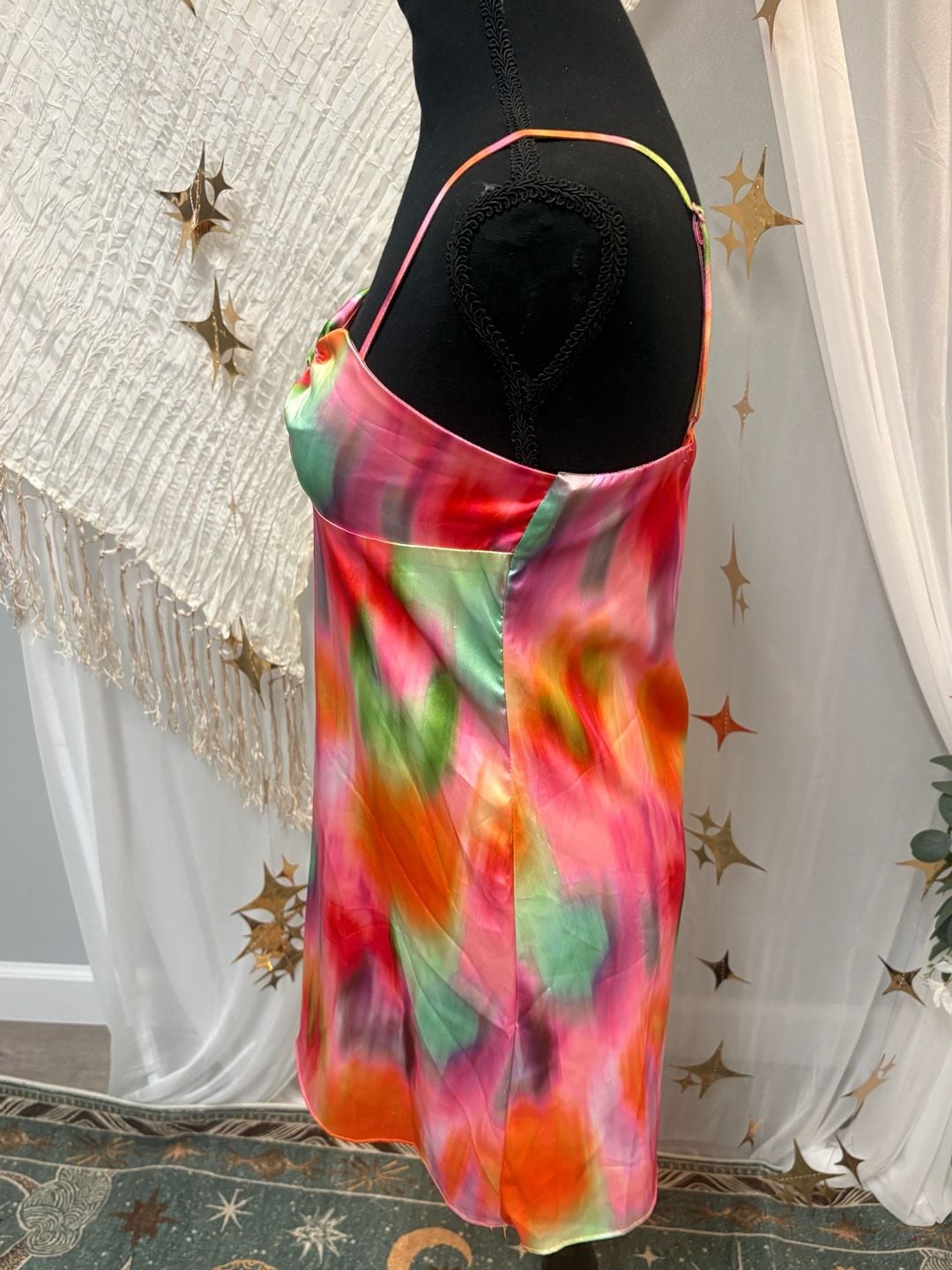 Missguided colorful watercolor ruched bust cami mini dress 6