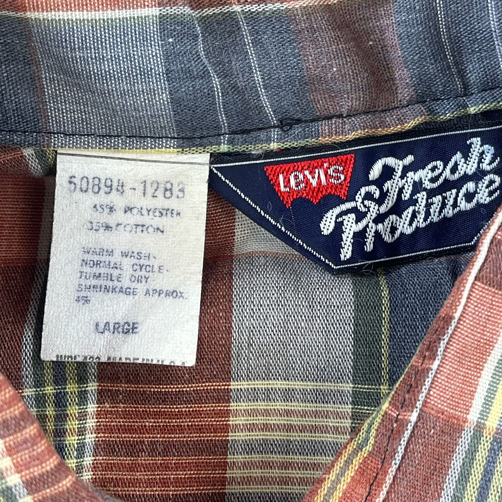 Vintage 1970s Levi's Fresh Produce Plaid Western Pearl Snap Shirt-Sz L 4