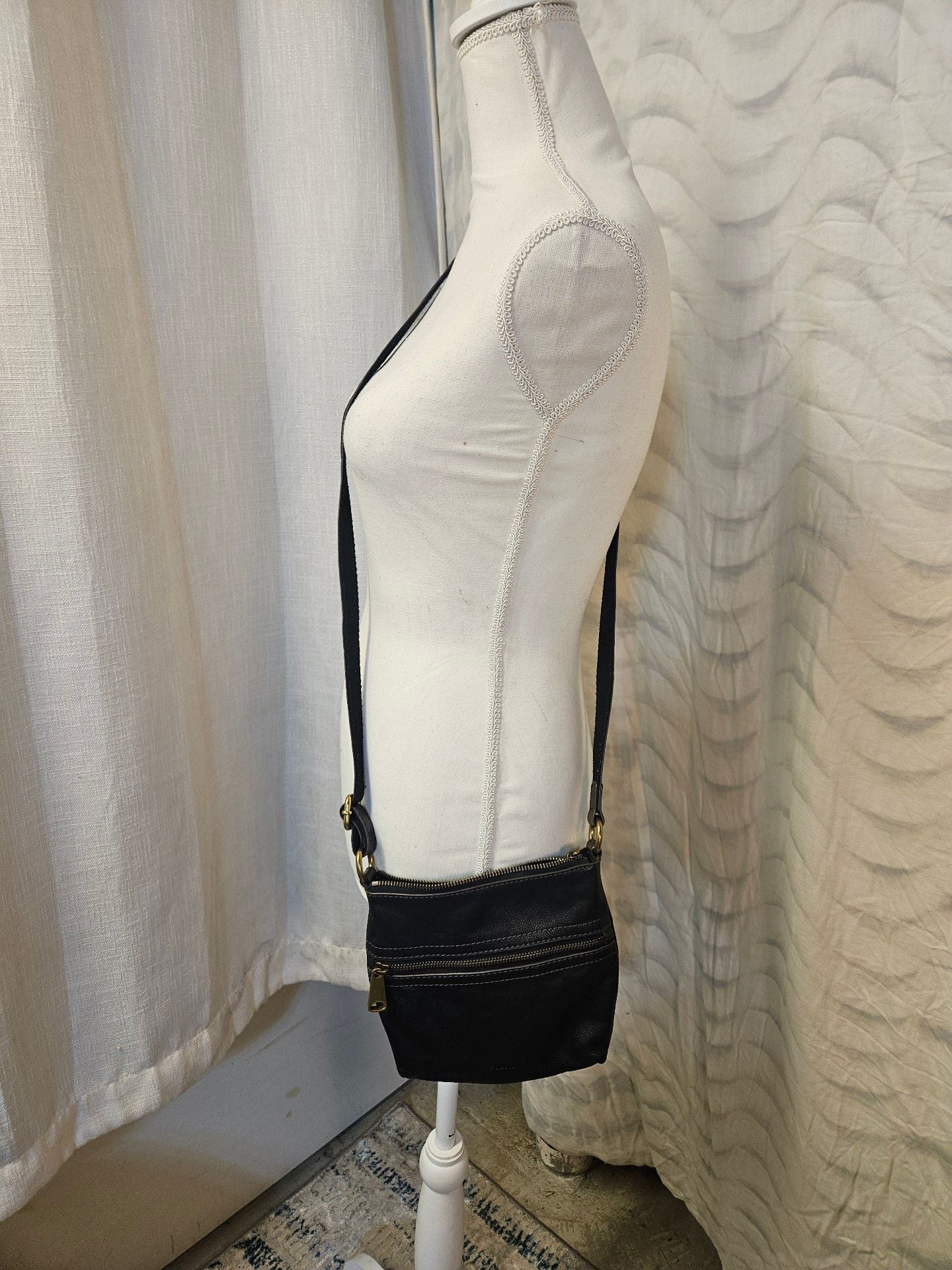 Fossil Black Leather Crossbody Bag 6